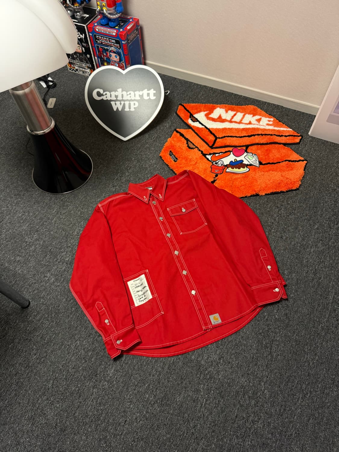 [S] 베트멍 X 칼하트 17SS 워크셔츠 자켓 레드 상품이미지1