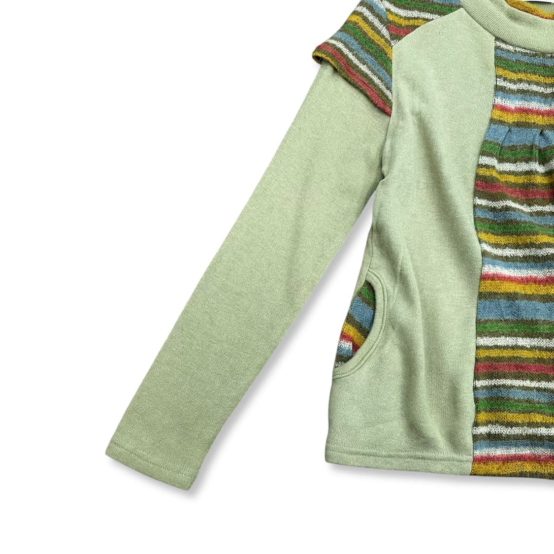 Cap Sleeve Striped Knit Top 상품이미지4