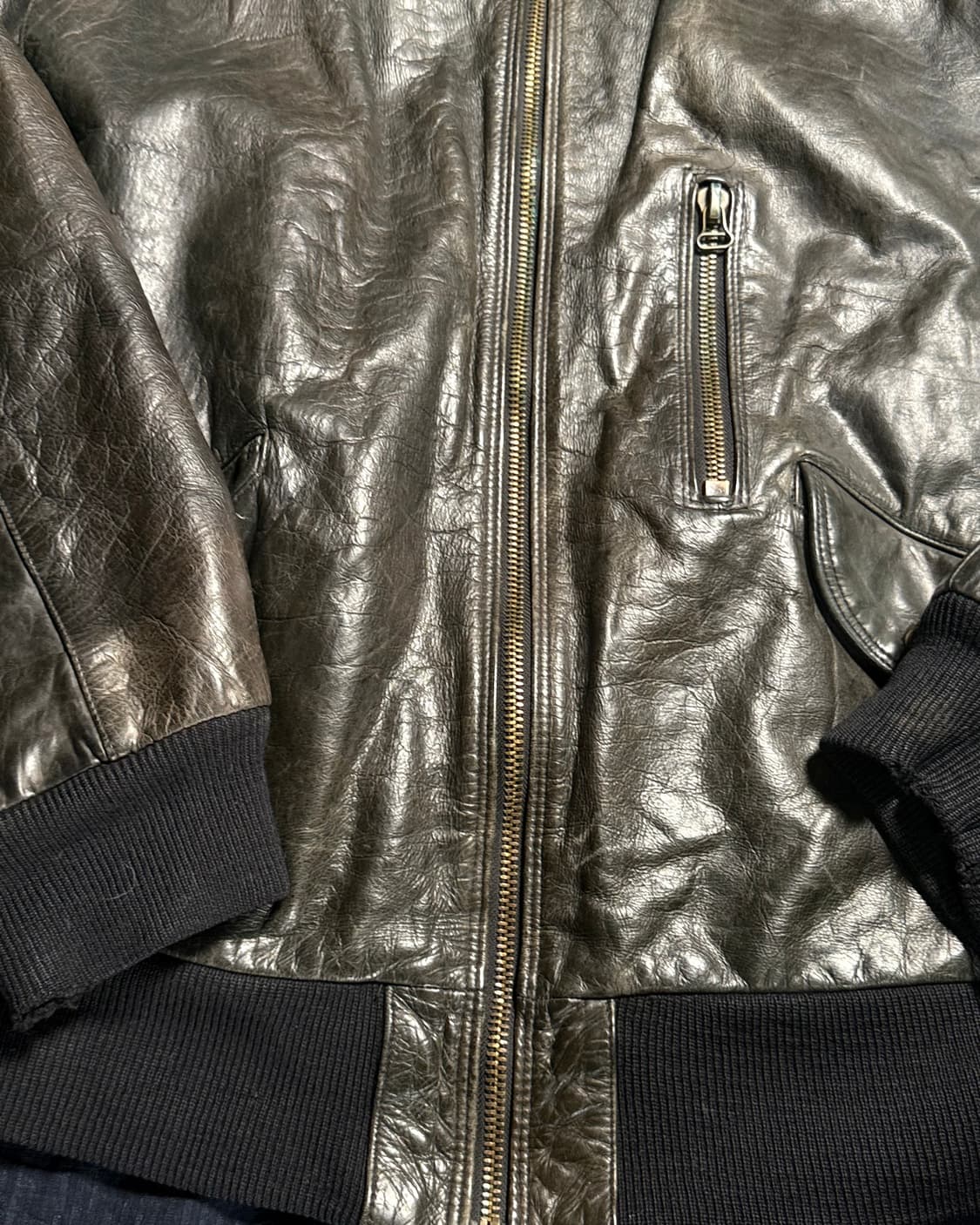 90‘s 알마니 진스 레더 봄버 자켓 40 상품이미지3