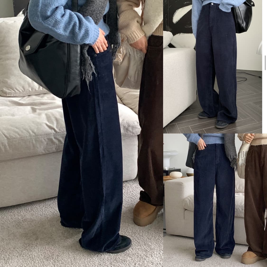 코듀로이 버치 와이드 팬츠 네이비 새상품 상품이미지2