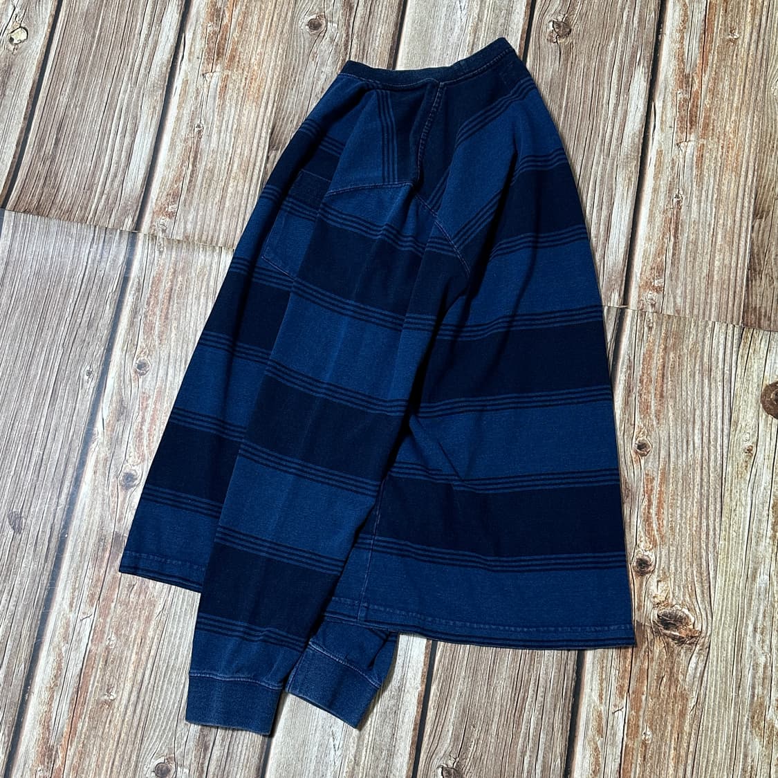 BEAMS+ 빔즈플러스 스트라이프 롱슬리브 티셔츠 인디고 색상 L사이즈 상품이미지3