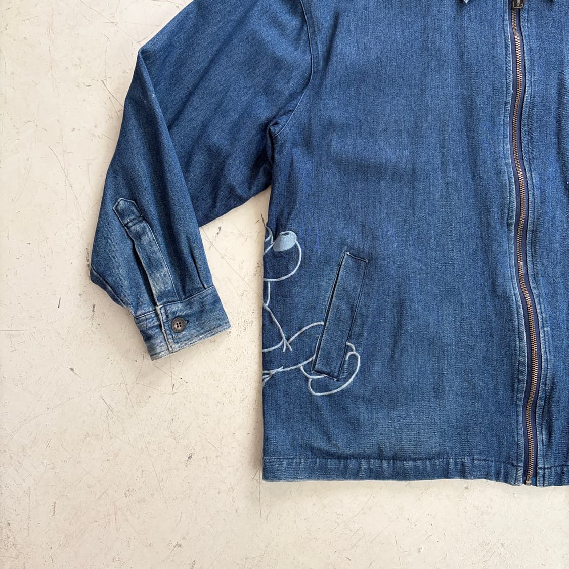 90s Risky Nick 빈티지 자수 데님 집업자켓 XL 상품이미지3