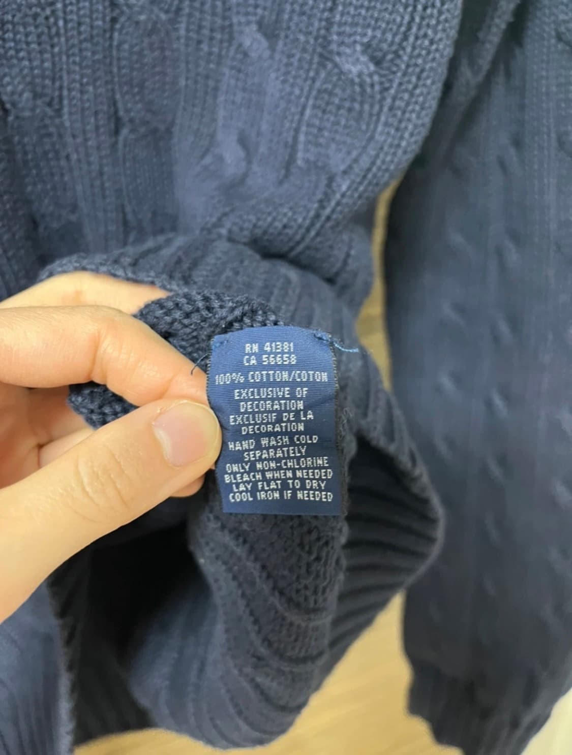 폴로 케이블 니트 브이넥 네이비 상품이미지3