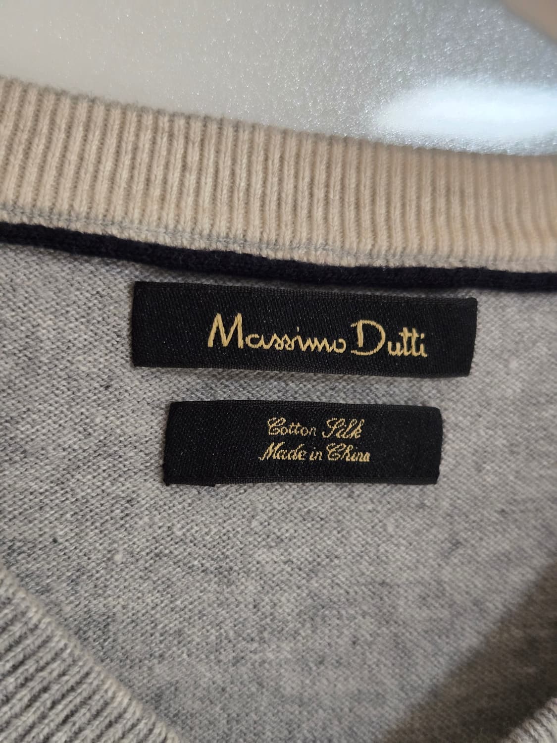 마시모두띠 브이넥 엘보패치 실크 혼방 니트 그레이 상품이미지3