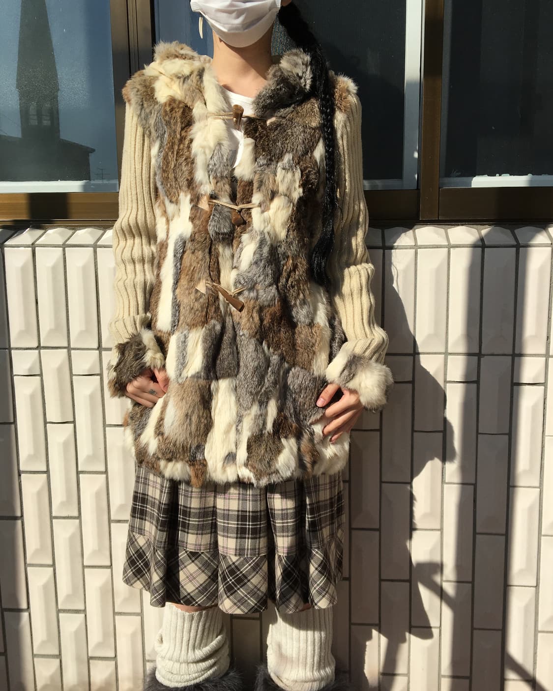 Rabbit fur duffle button hood knit cardi 상품이미지8