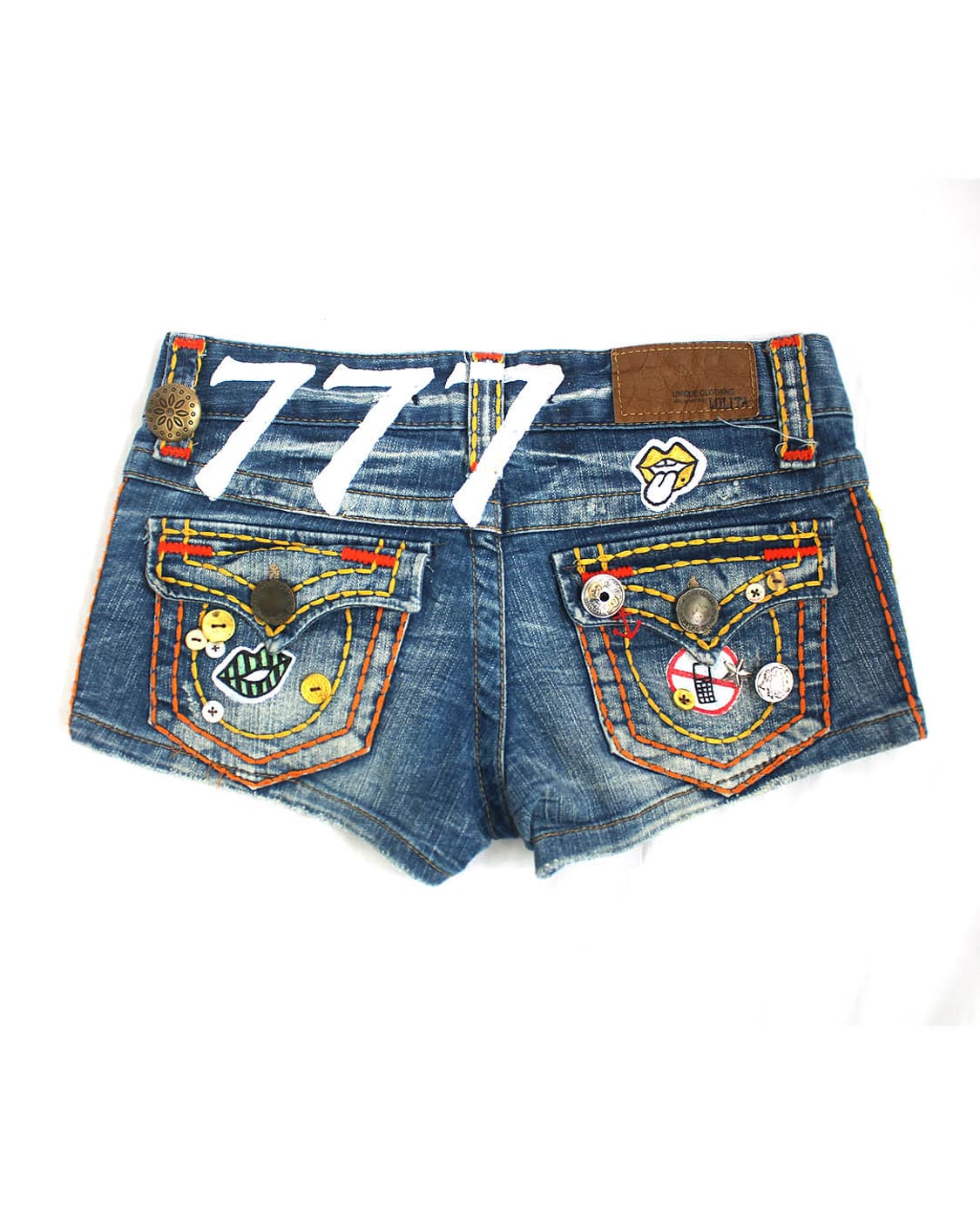 Kitsch Hand-Drawn Y2K Denim Shorts 상품이미지2