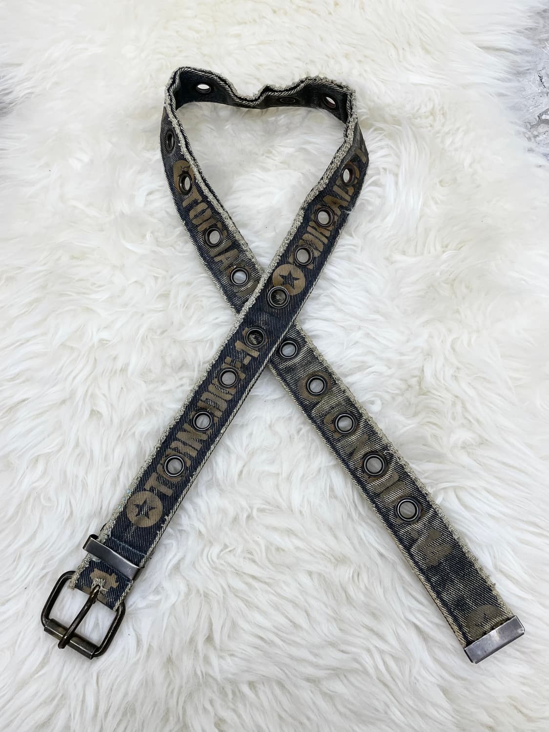 y2k 워싱 레터링 펀칭 버클 벨트 상품이미지1