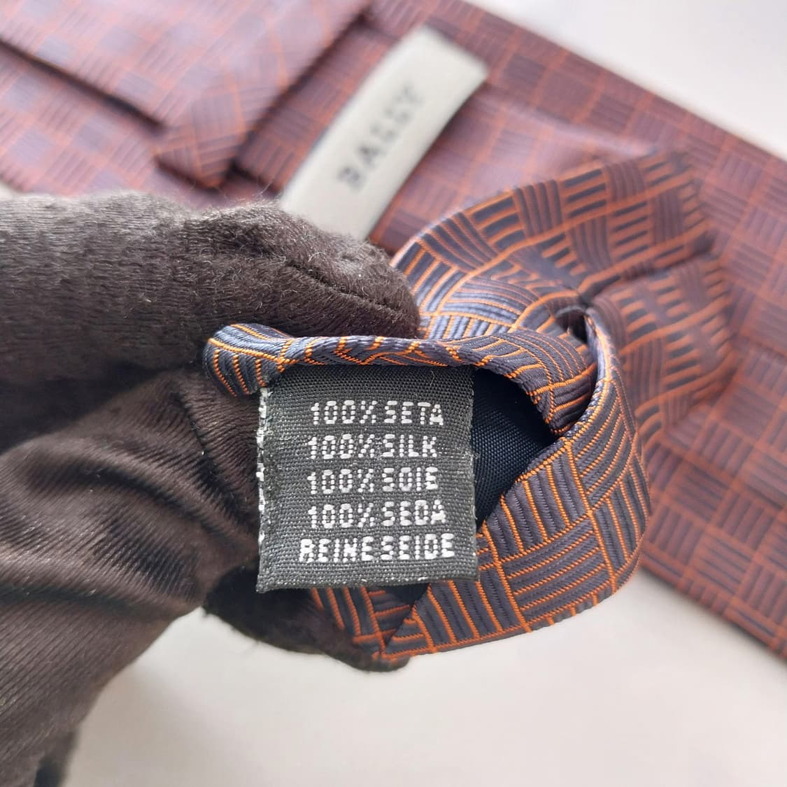 발리 실크 브라운 기하 자카드 넥타이 9.2cm A+등급 K1972 상품이미지8