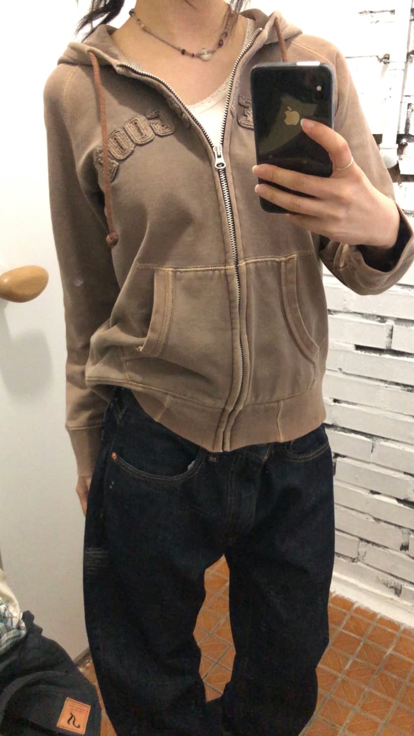 워싱 브라운 후드집업 상품이미지2