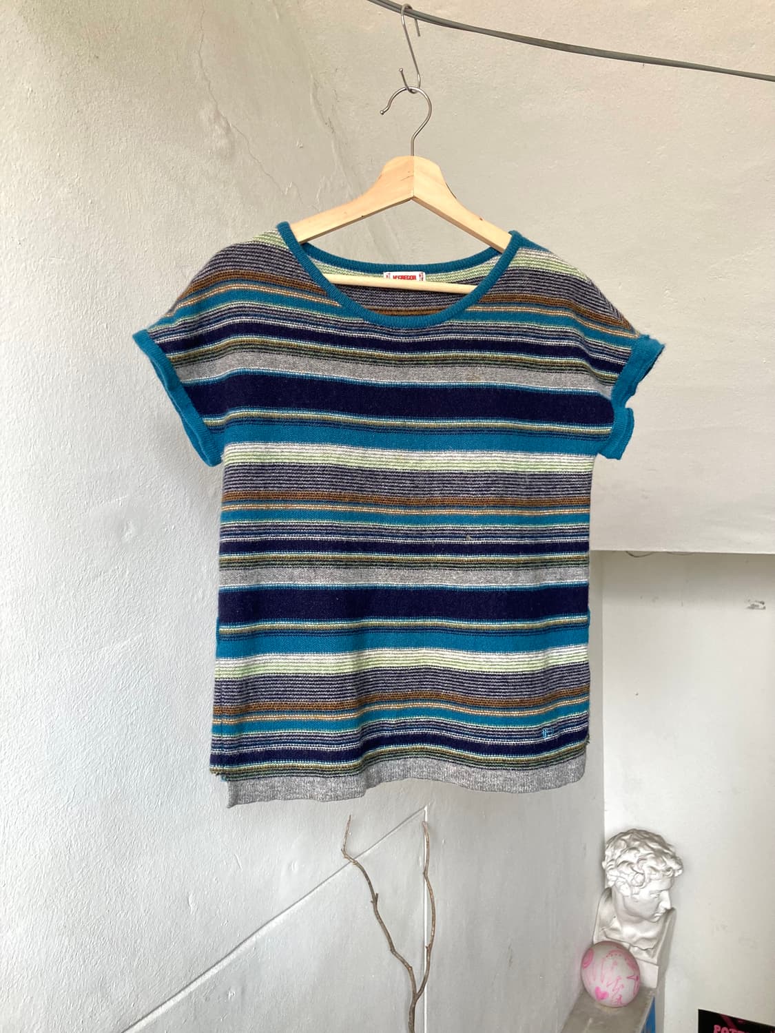 맥그리거 울 100 패턴 캡소매 니트 상품이미지1