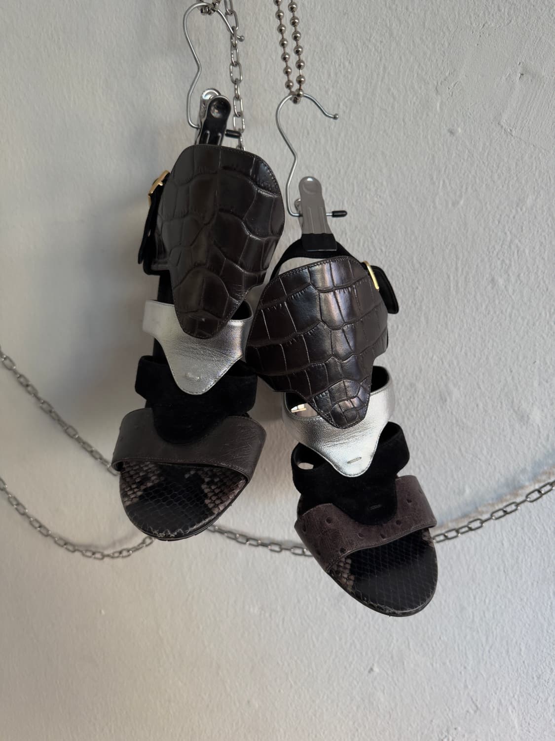 살바토레 페라가모 런웨이 스트럭쳐 패치워크 힐 상품이미지4