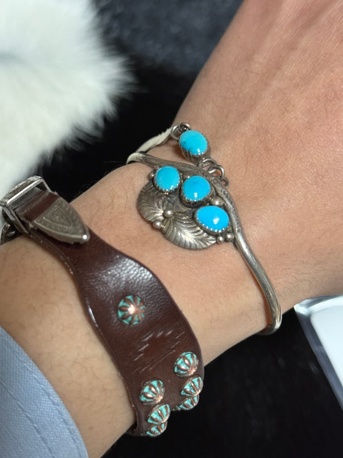 터키석 925실버 페더 팔찌 상품이미지3