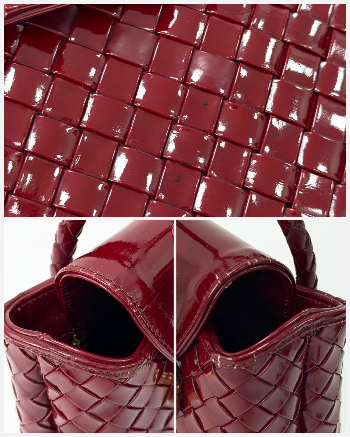 보테가베네타 빈티지 인트레치아토 페이턴트 탑 핸들 상품이미지8