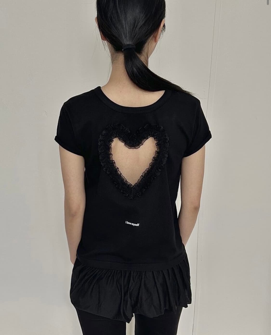 Slogan short sleeved T-shirt black 상품이미지1