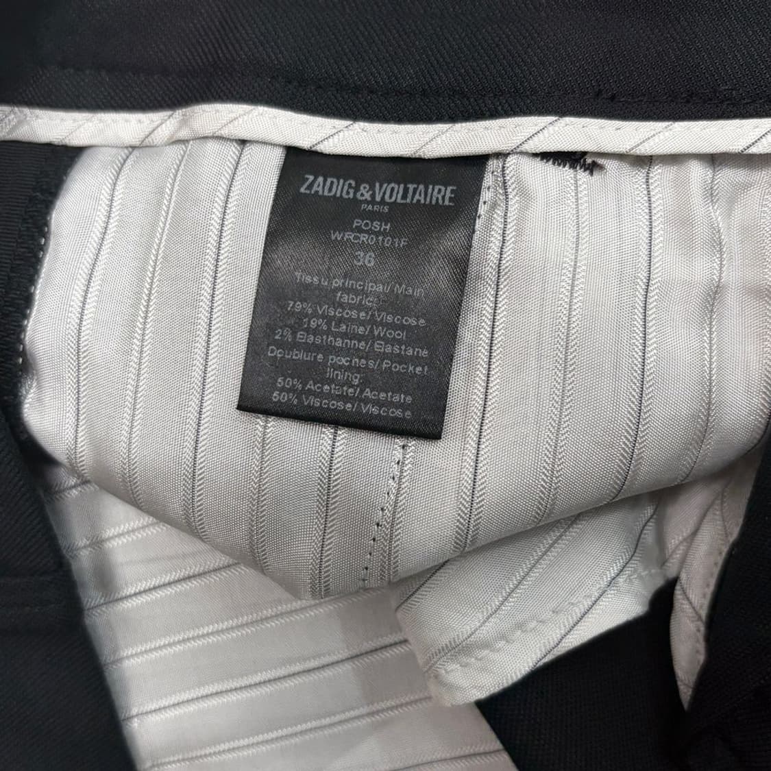 ZADIG&VOLTAIRE 블랙 울 슬랙스 36 상품이미지5