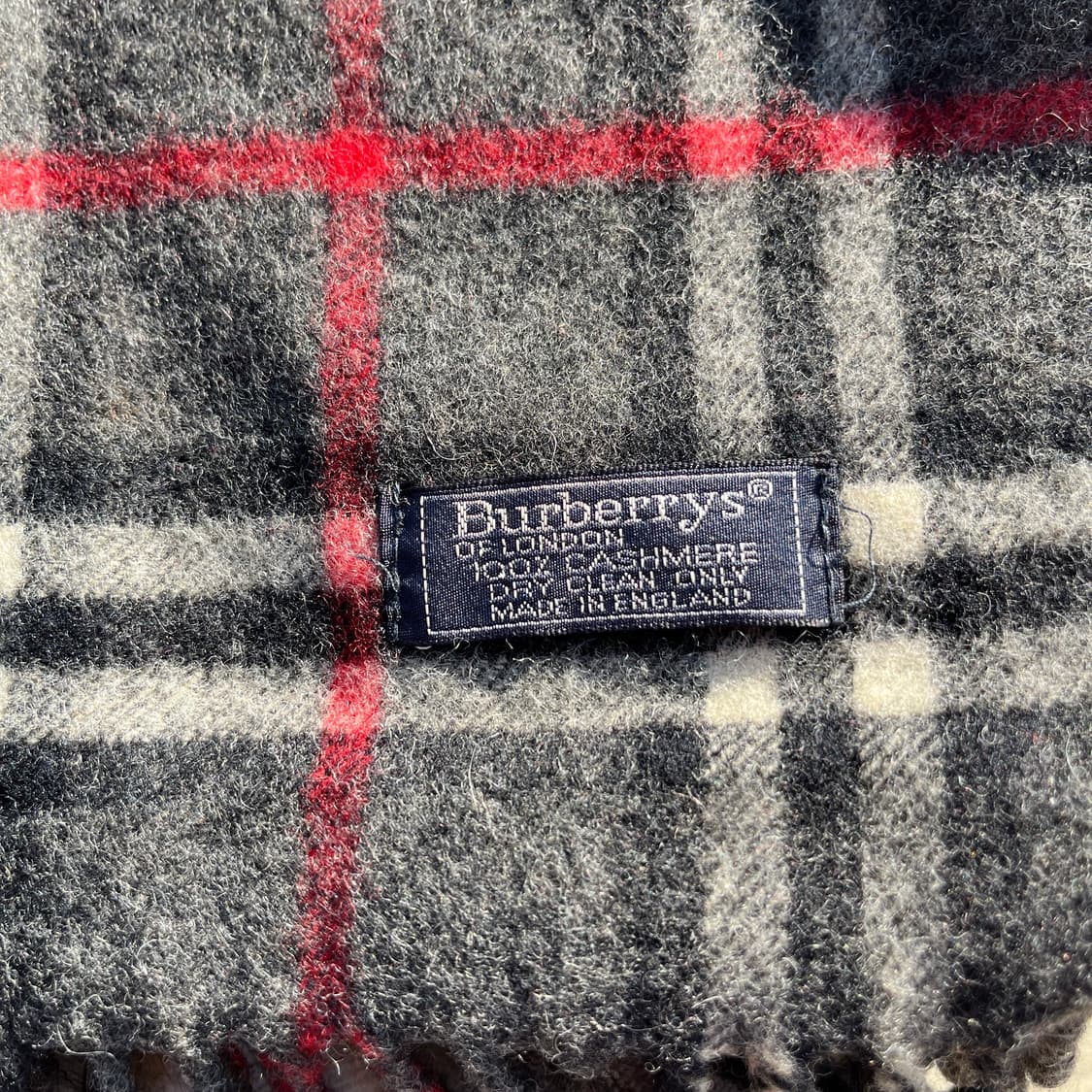 90s 버버리 캐시미어 영국생산 차콜 머플러 상품이미지3