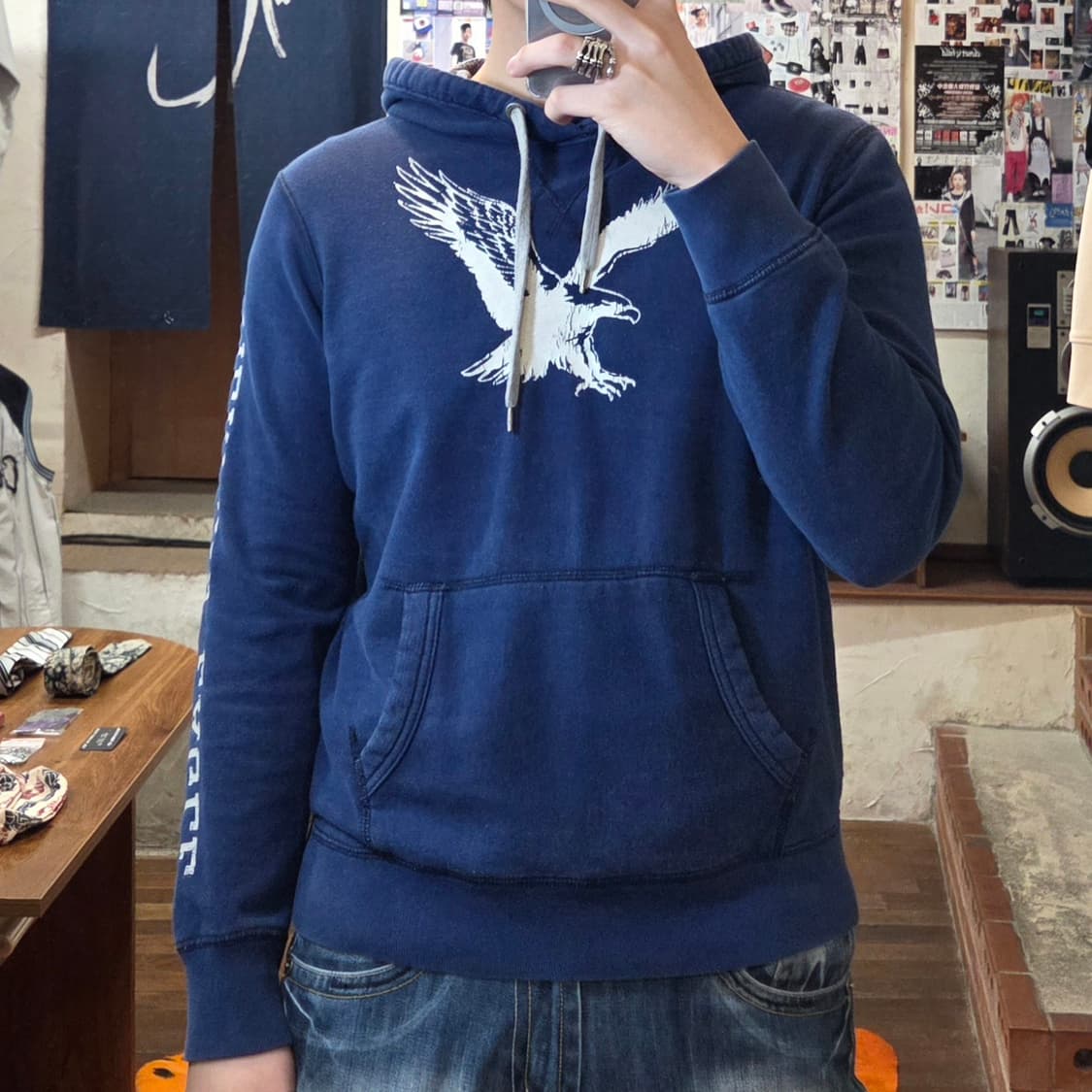 아메리칸 이글 프린팅 오버룩 후드티 상품이미지2