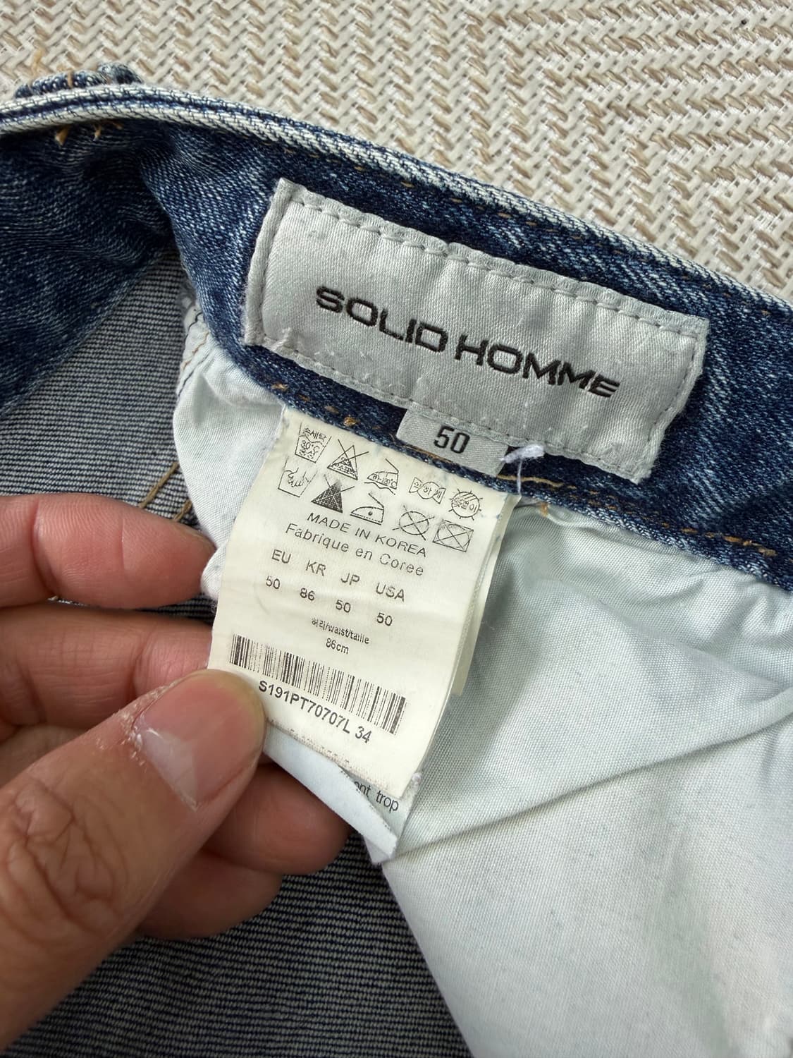정품) 솔리드옴므 로고 청바지 50(32-33) 상품이미지6