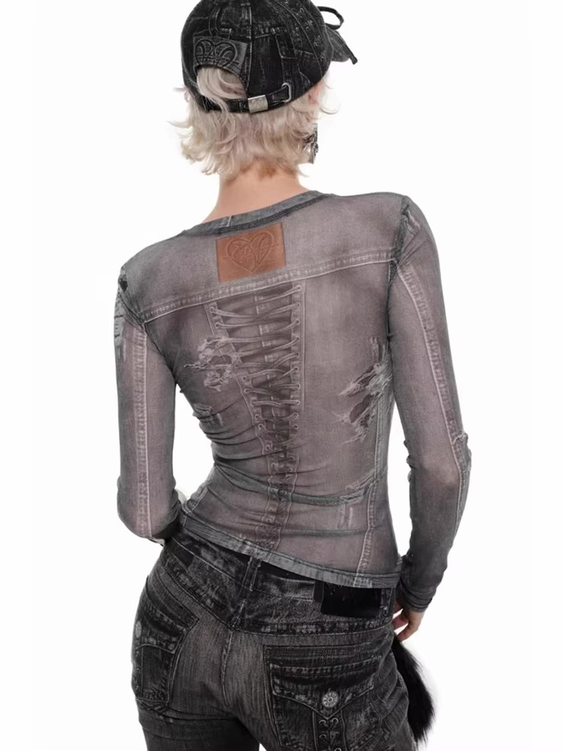 원진스튜디오 데님프린트 롱슬리브 상품이미지2