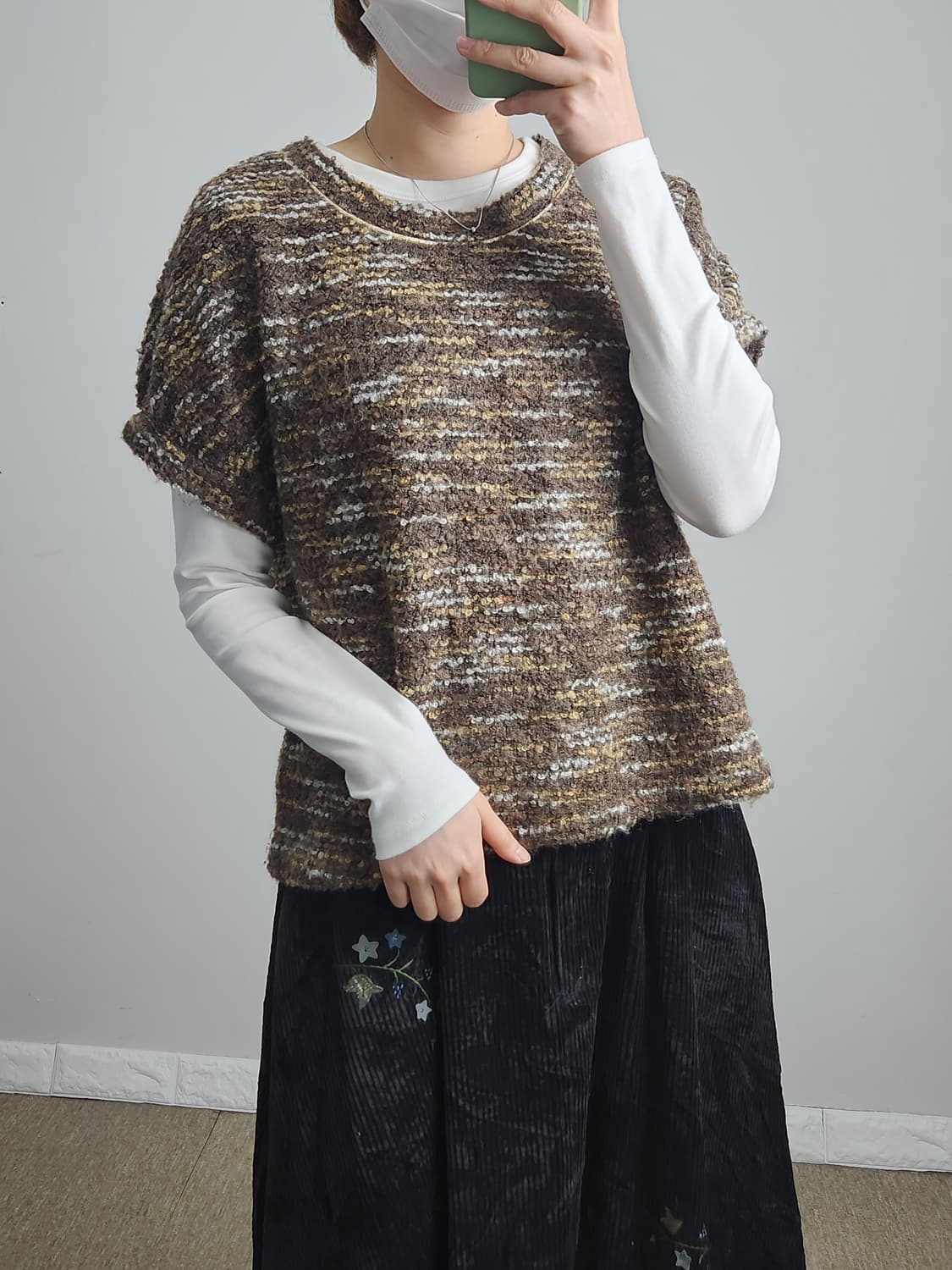 반소매 믹스 니트 상품이미지2