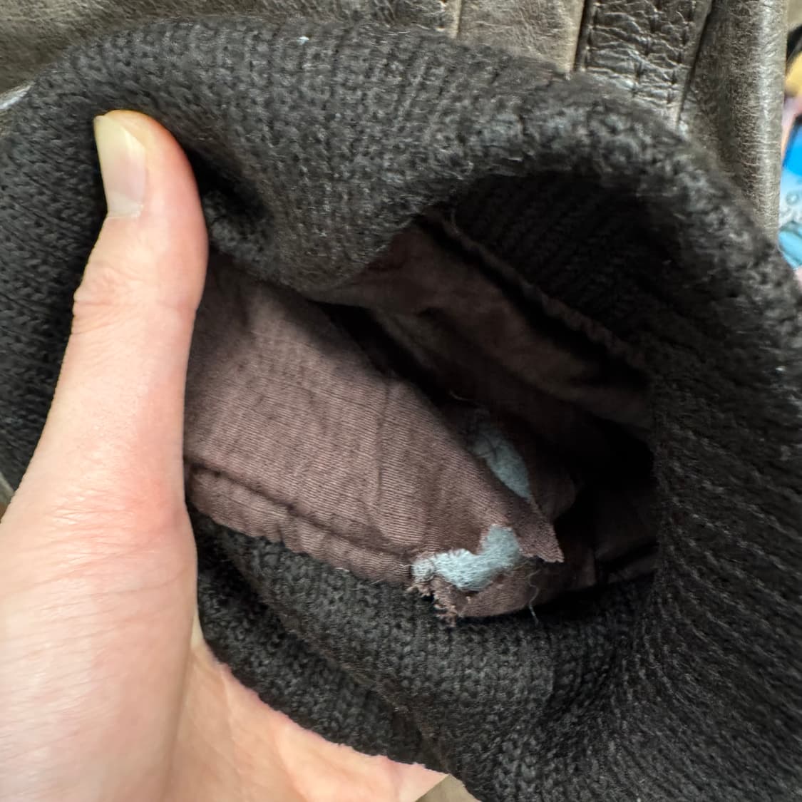 JULES 빈티지 레더 플라이트 자켓 투포켓 디테일 브라운 상품이미지7