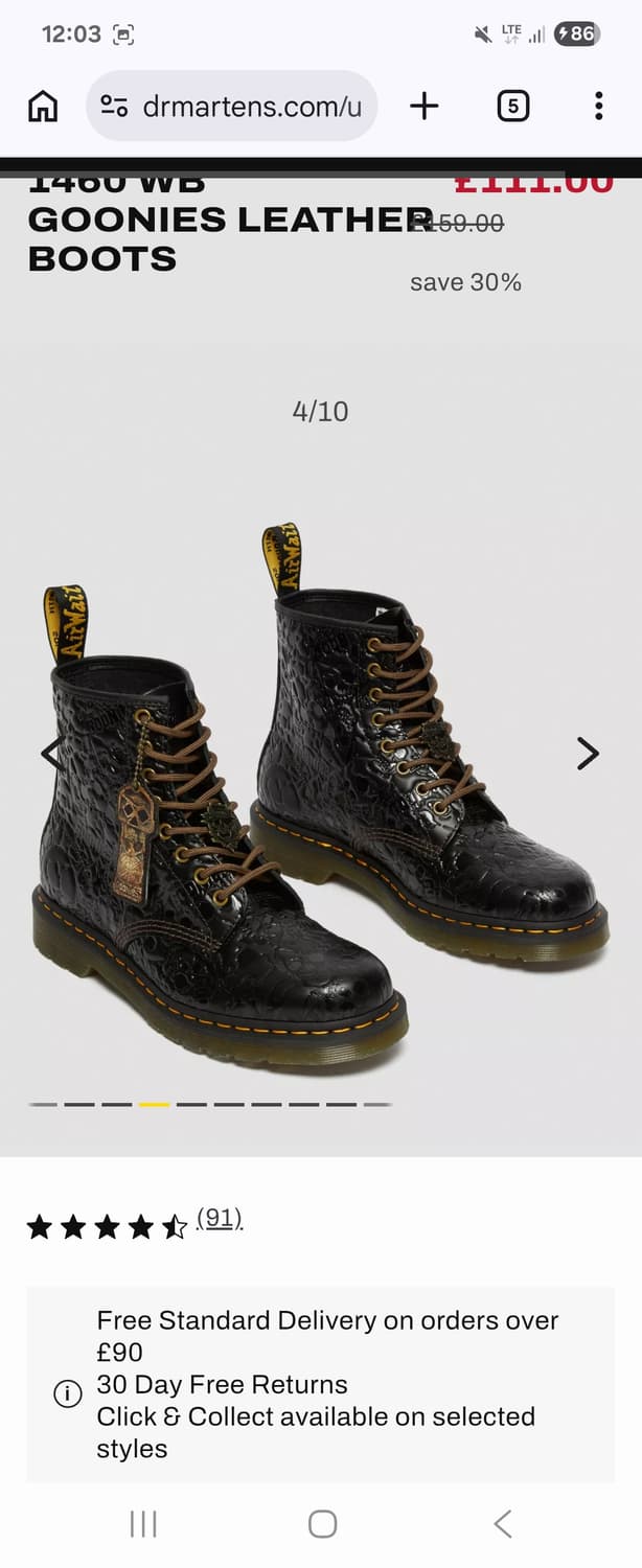 [270,us9 uk8]닥터마틴 구니스 콜라보 상품이미지2