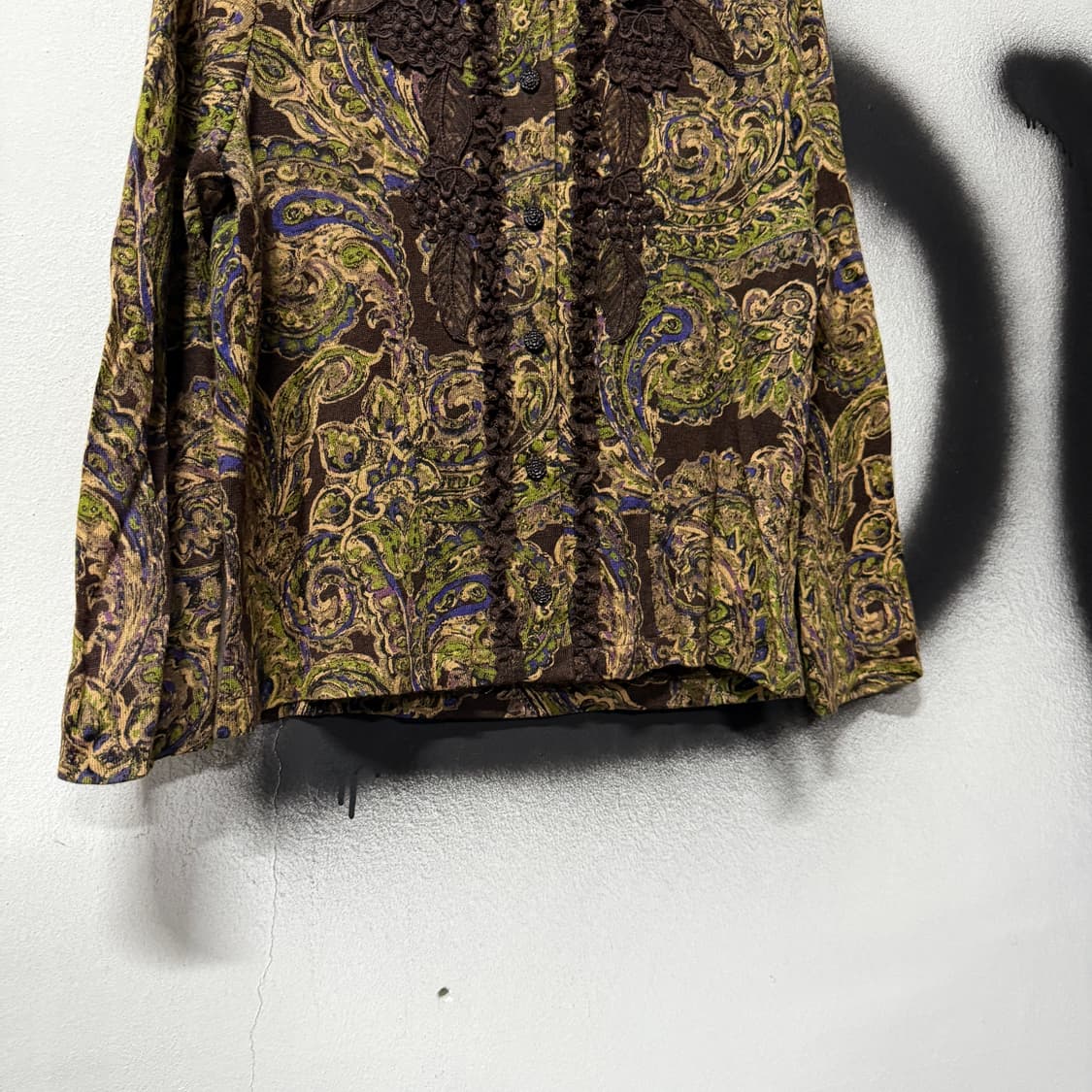 VTG 빈티지 오리엔탈 페이즐리 패턴 자수 블라우스 상품이미지4