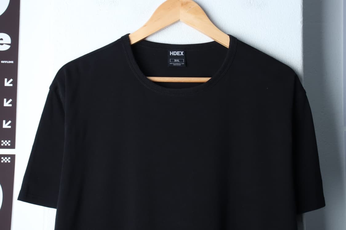 (3XL) 에이치덱스 반팔 티셔츠 빅사이즈 무지 블랙 머슬핏-H32104 상품이미지3