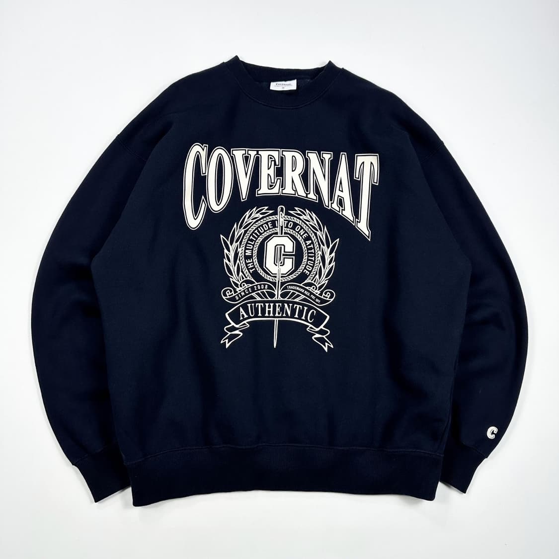 커버낫 C로고 네이비 크루넥 맨투맨 (실측 L) 상품이미지2