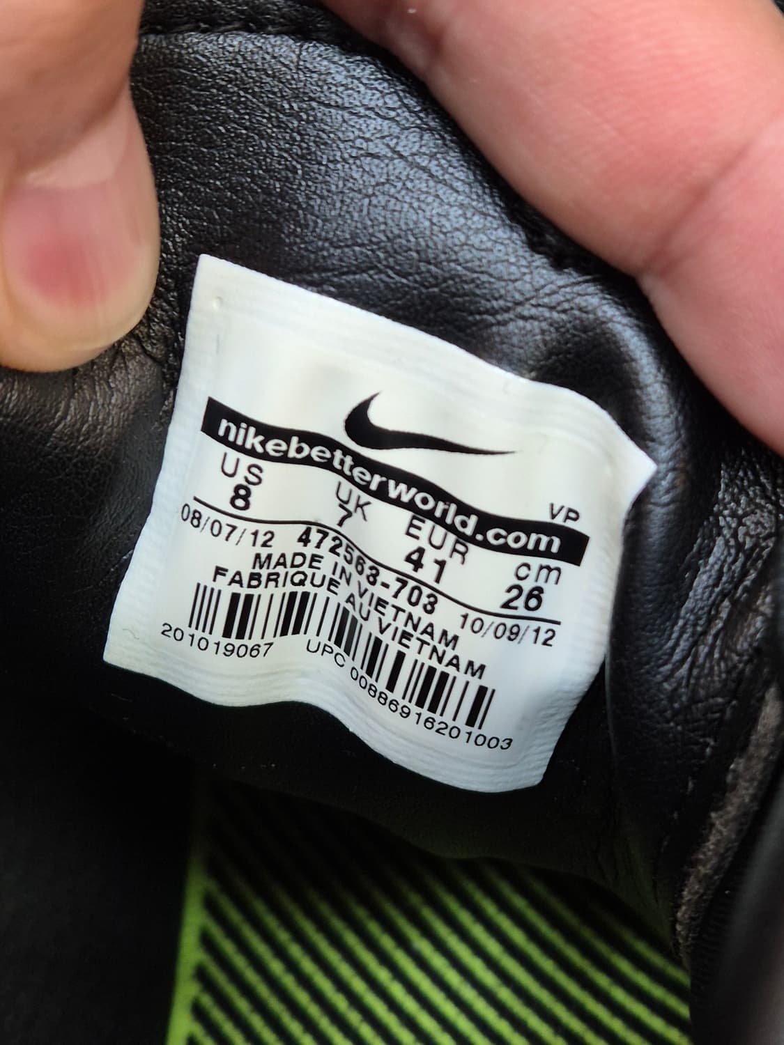 나이키 T90 형광색 축구화 US 8사이즈입니다. 260mm이고, 풋살화 상품이미지5