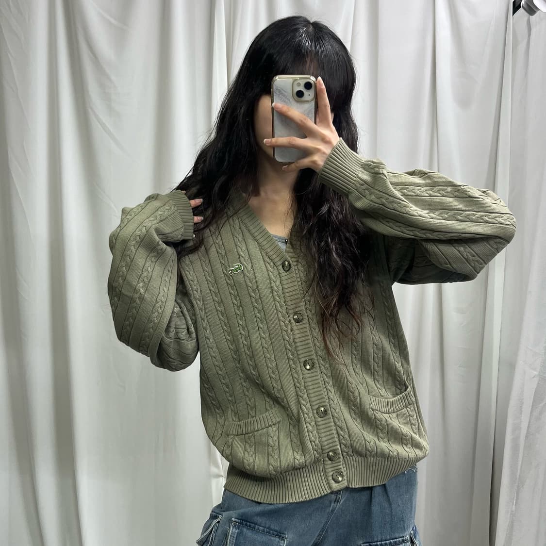 Lacoste khaki cardigan 상품이미지1