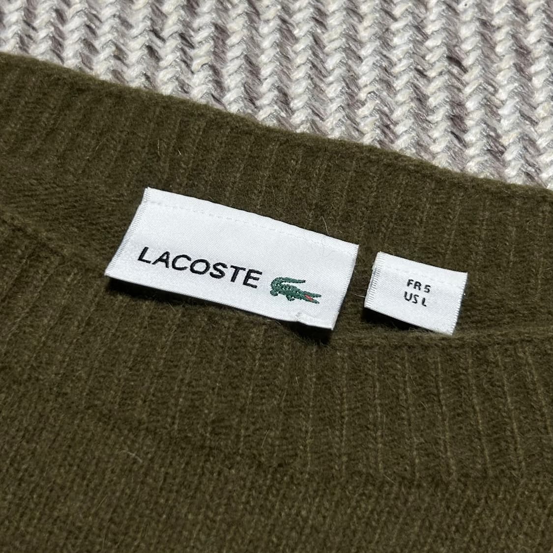 [L] Lacoste 라코스테 우먼즈 카키 울 니트 상품이미지3