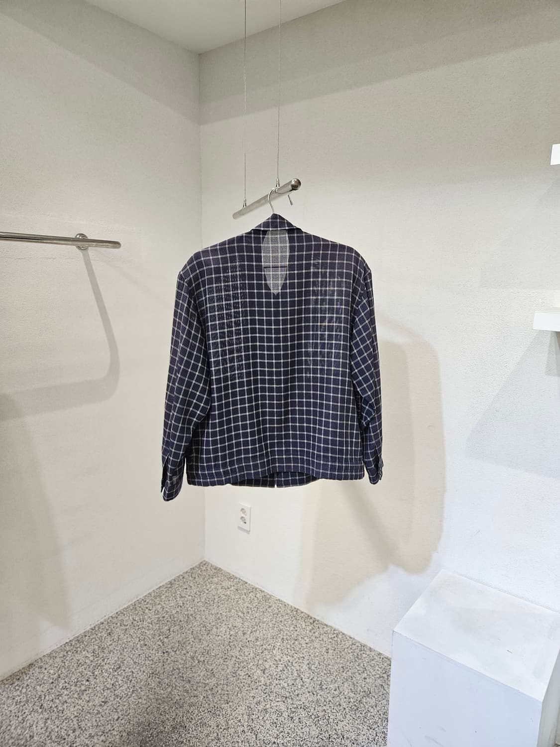 입생로랑 체크 패턴 블루종 자켓 상품이미지2