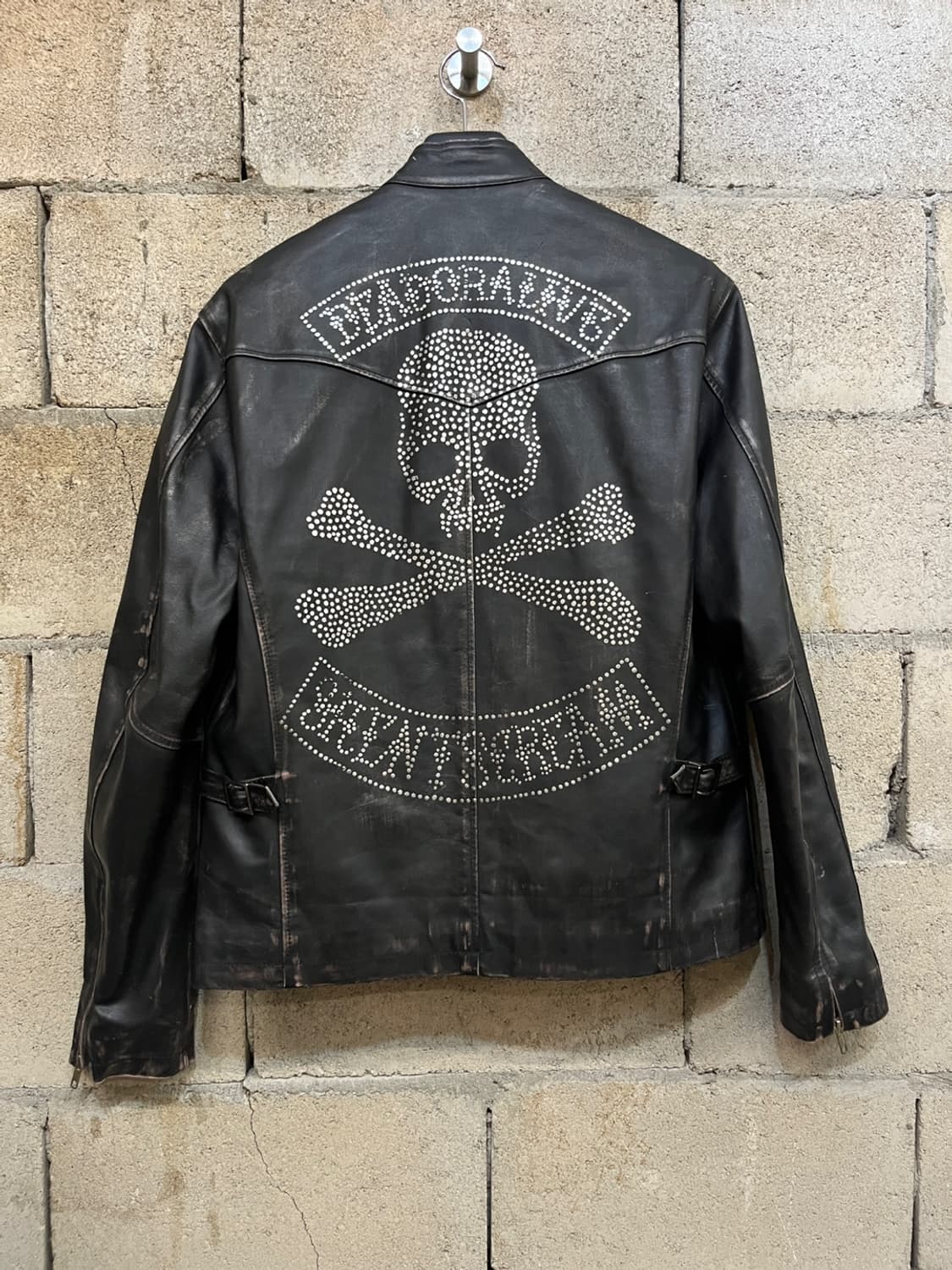 빈티지 디스트레스드 싱글 라이더 레더 자켓 상품이미지5