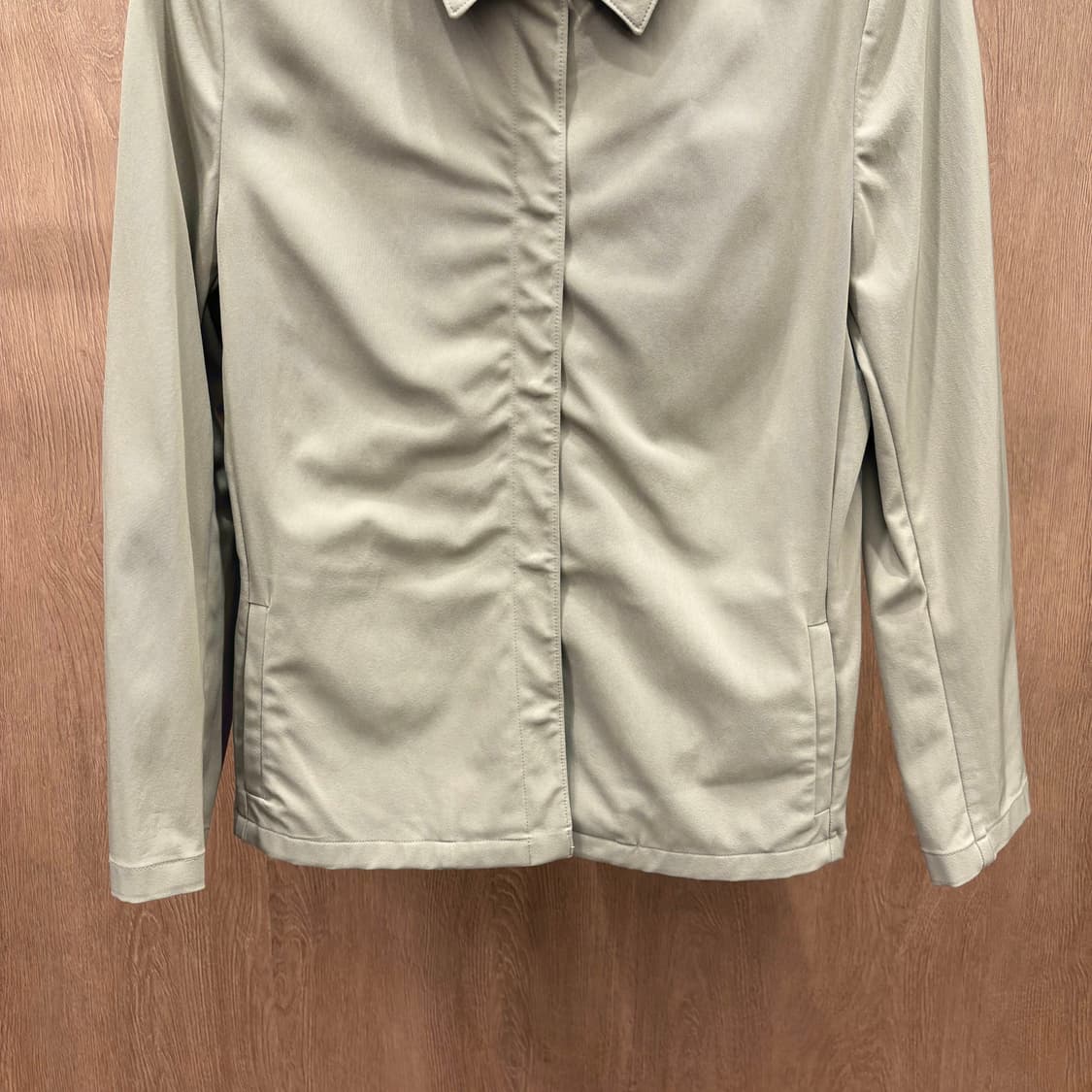 S 막스마라 칼라넥 자켓 히든 버튼 포켓 후면 원 턱 디테일 베이지 상품이미지5