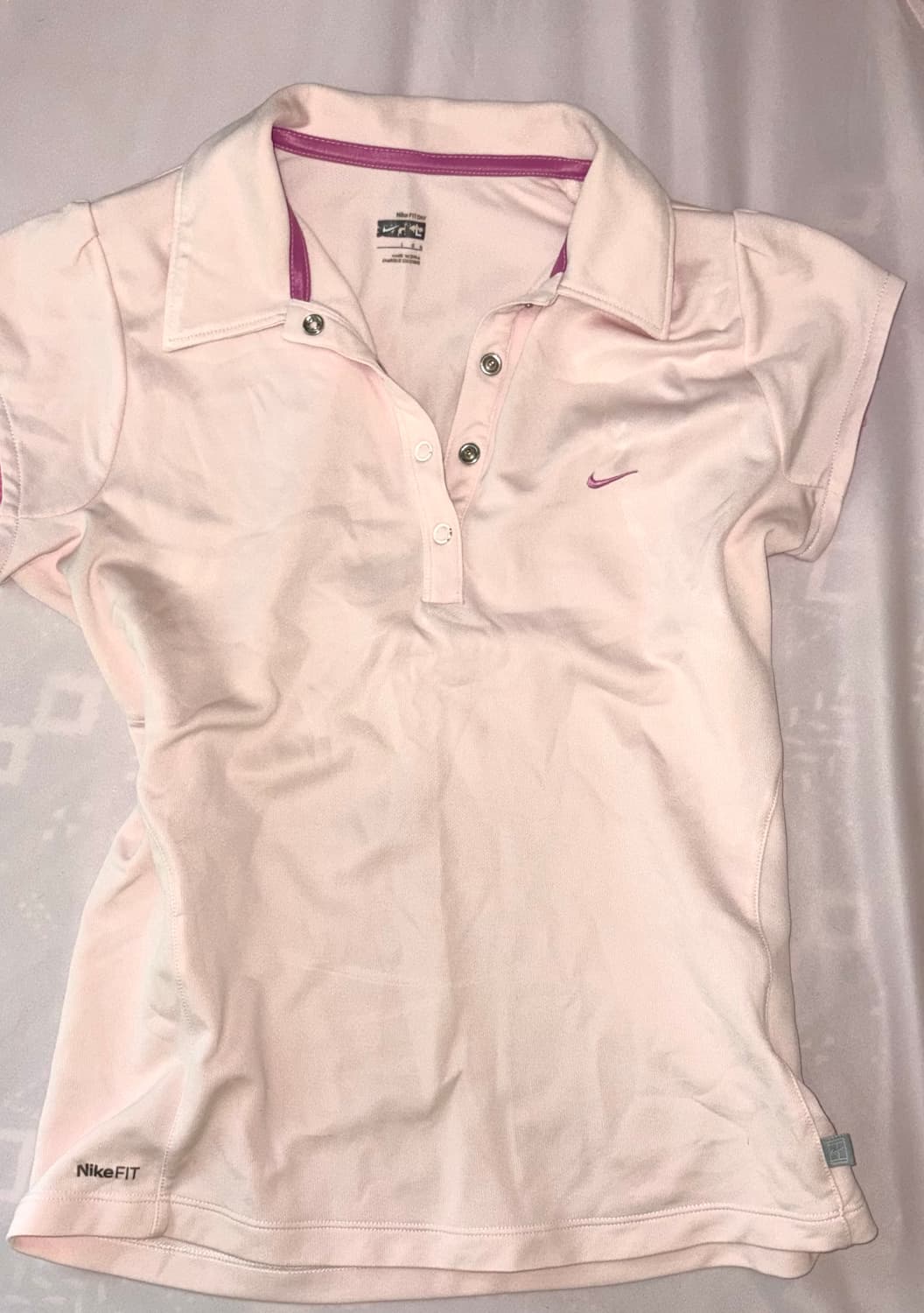 나이키 연핑크 딸기우유 슬림핏 카라 반팔티셔츠 상품이미지2