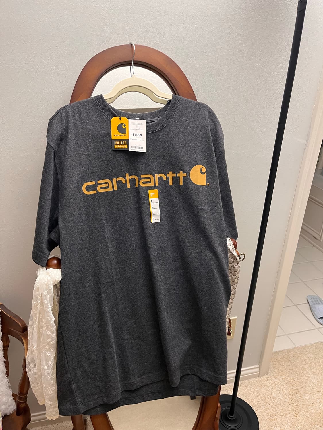 [새상품/미국직배송] 칼하트 루즈핏 헤비웨이트 로고 반팔 티셔츠 - 차콜 상품이미지1