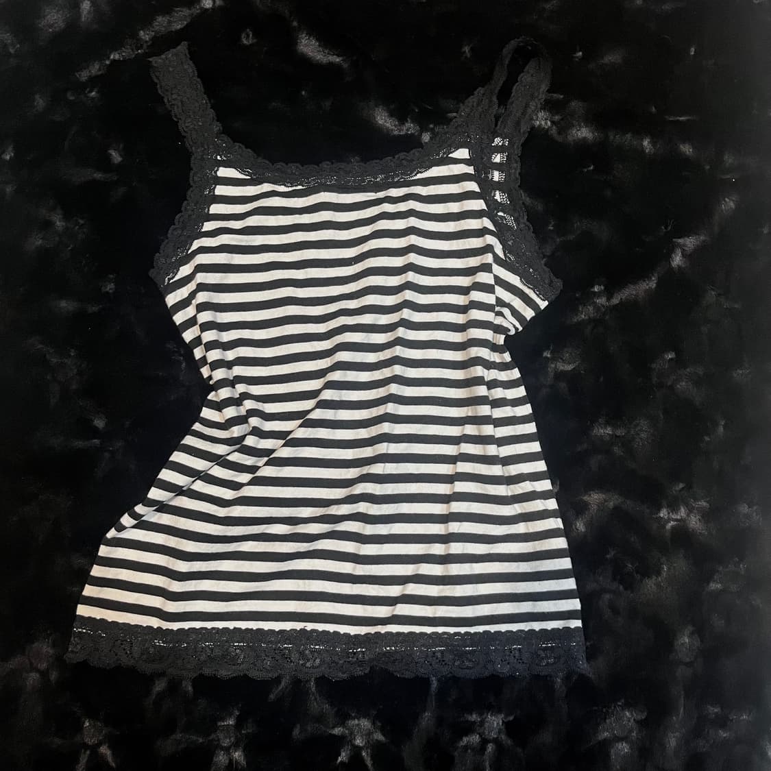 Joky gal 펑크 스트라이프 레이스 나시 y2k 갸루 상품이미지2