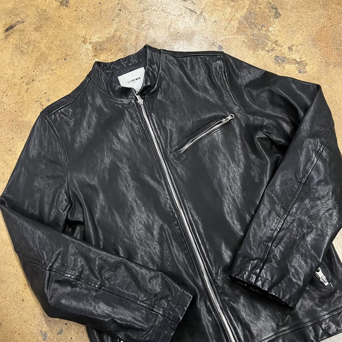 [정품/L] T.I FOR MEN 블랙 레더 라이더 자켓 b16 상품이미지1