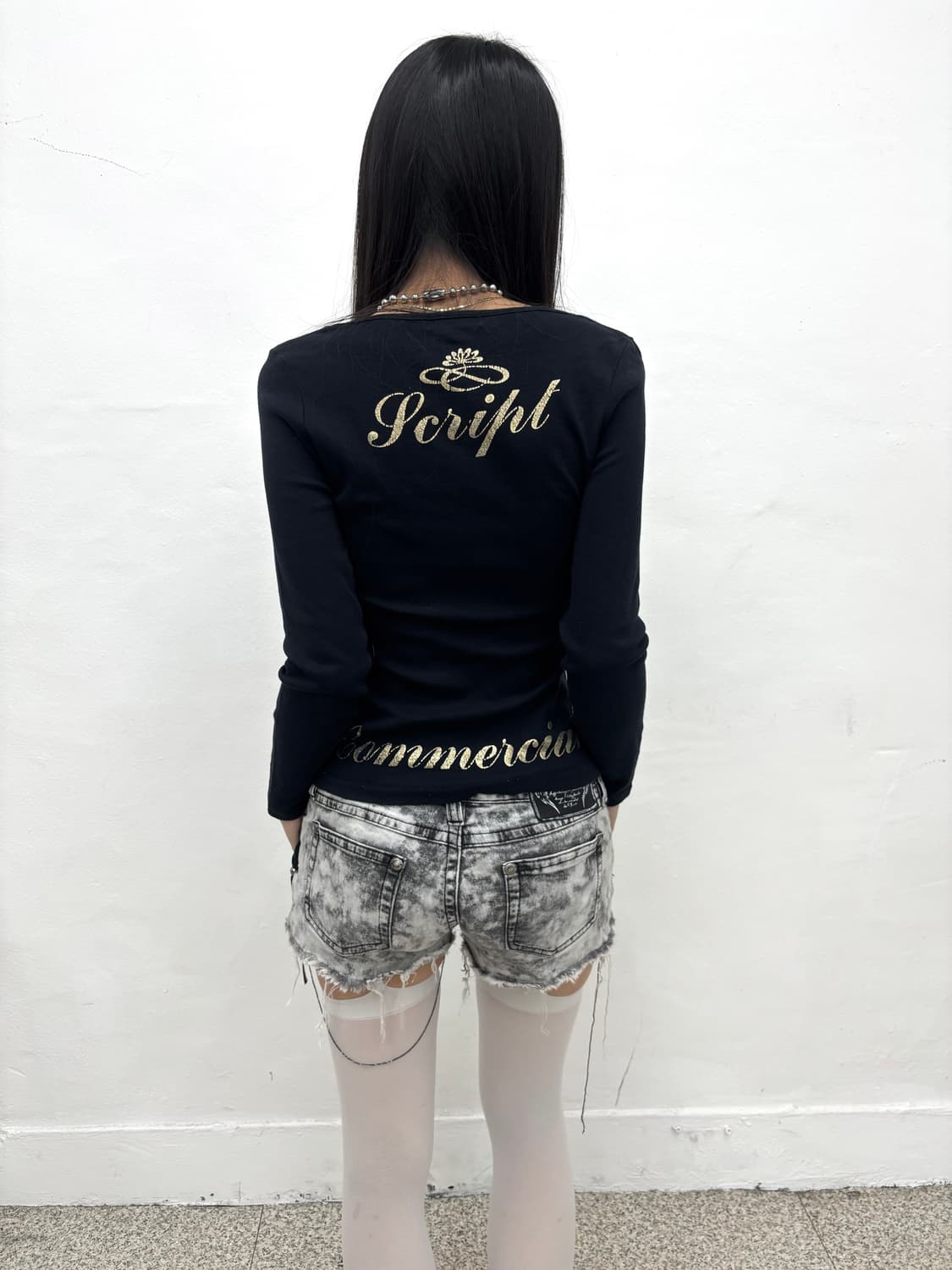 00s mood cursive lettering slim long sle 상품이미지4