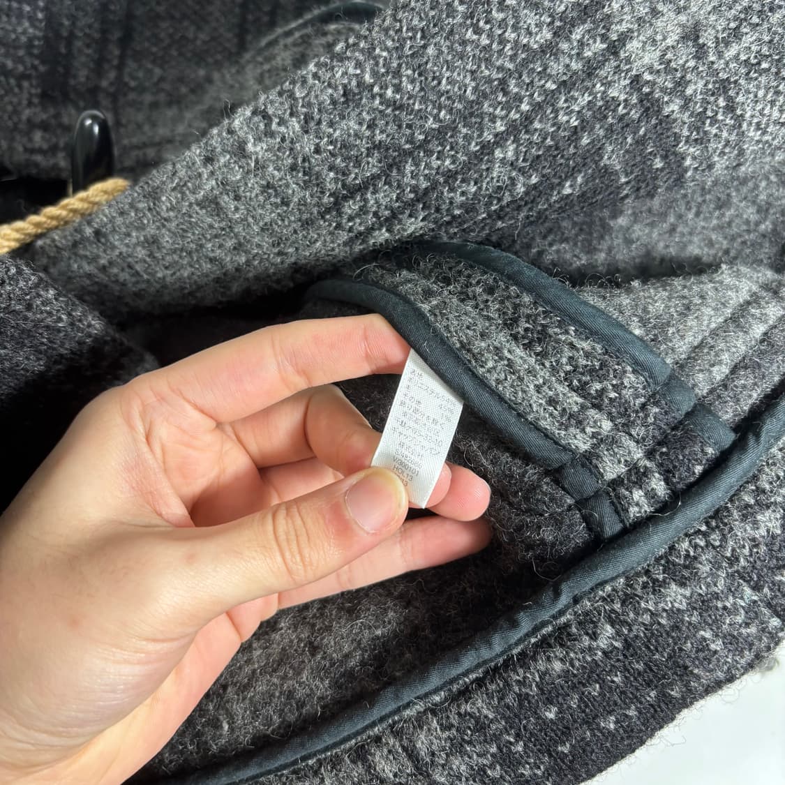 우먼M-L 갭 GAP 검그레이 체크 울 후드더플코트 떡볶이코트 상품이미지5