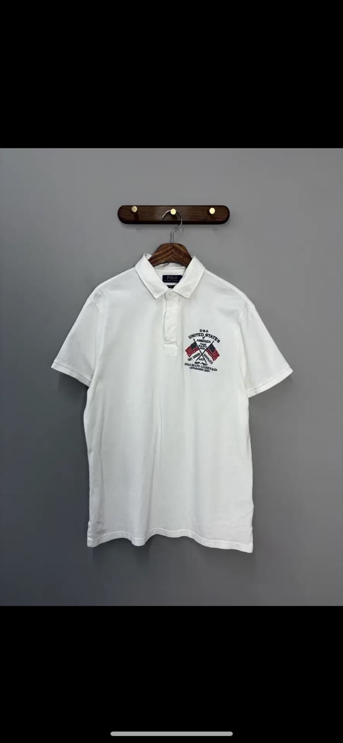 폴로랄프로렌 신형 성조기 백로고 화이트 카라넥하프티셔츠 H2407 상품이미지3
