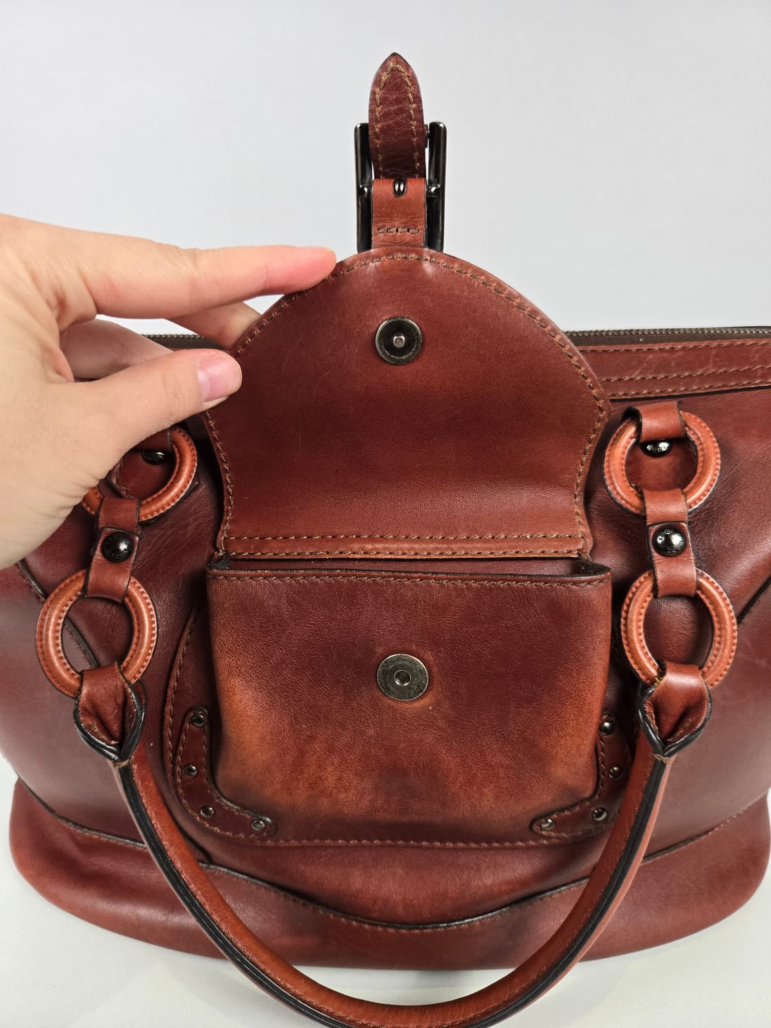 TOD'S 토즈 빈티지 레더 가죽 토트백 가방 정품 상품이미지5