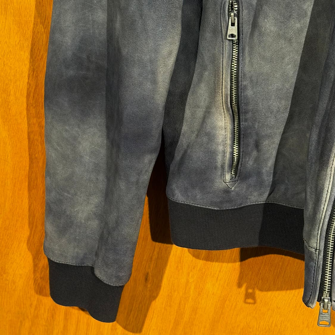 올세인츠 워시드 고트레더 스웨이드 봄버 자켓 L 염소가죽 상품이미지3