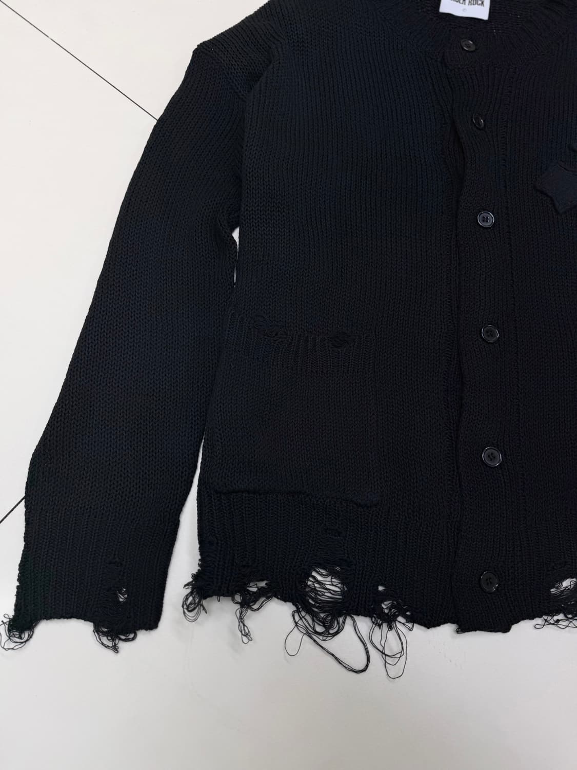 스케이터락 그런지 크로스 데미지 디스트로이드 가디건 블랙 상품이미지4