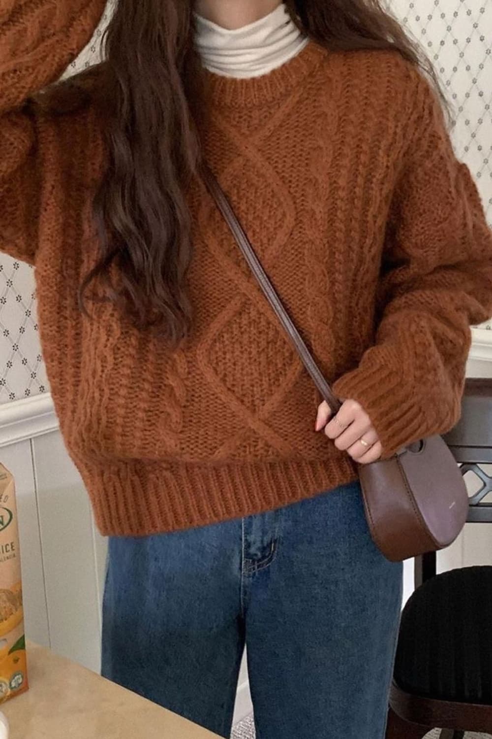 빈티지니트_메이드인아일랜드 브라운 케이블니트 상품이미지7