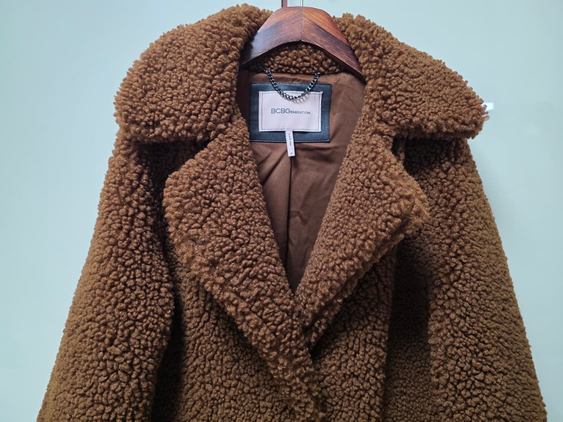 비씨비지 OATMEAL BROWN 쉐르파 뽀글이 롱코트 M
 상품이미지5