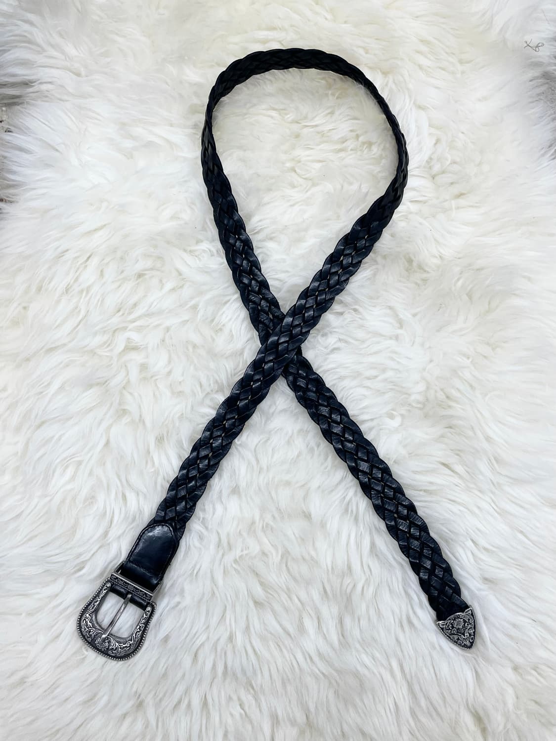 리얼레더 블랙 웨스턴 위빙 버클 벨트 상품이미지1