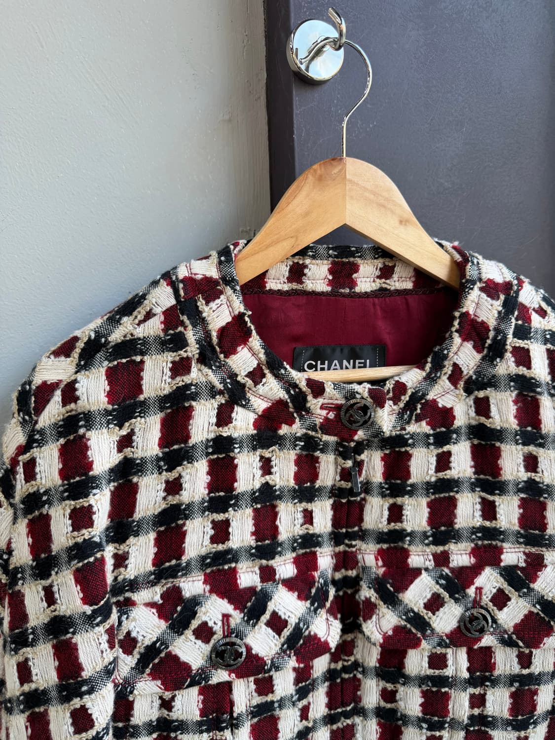 38/ 샤넬 은장로고 버튼 트위드 집업 자켓 상품이미지4