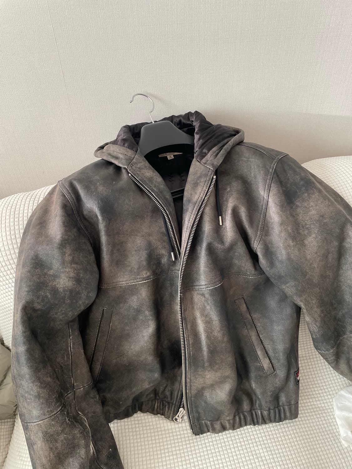 스투시 스톤워시 레더 워크 자켓 워시드 블랙 상품이미지1